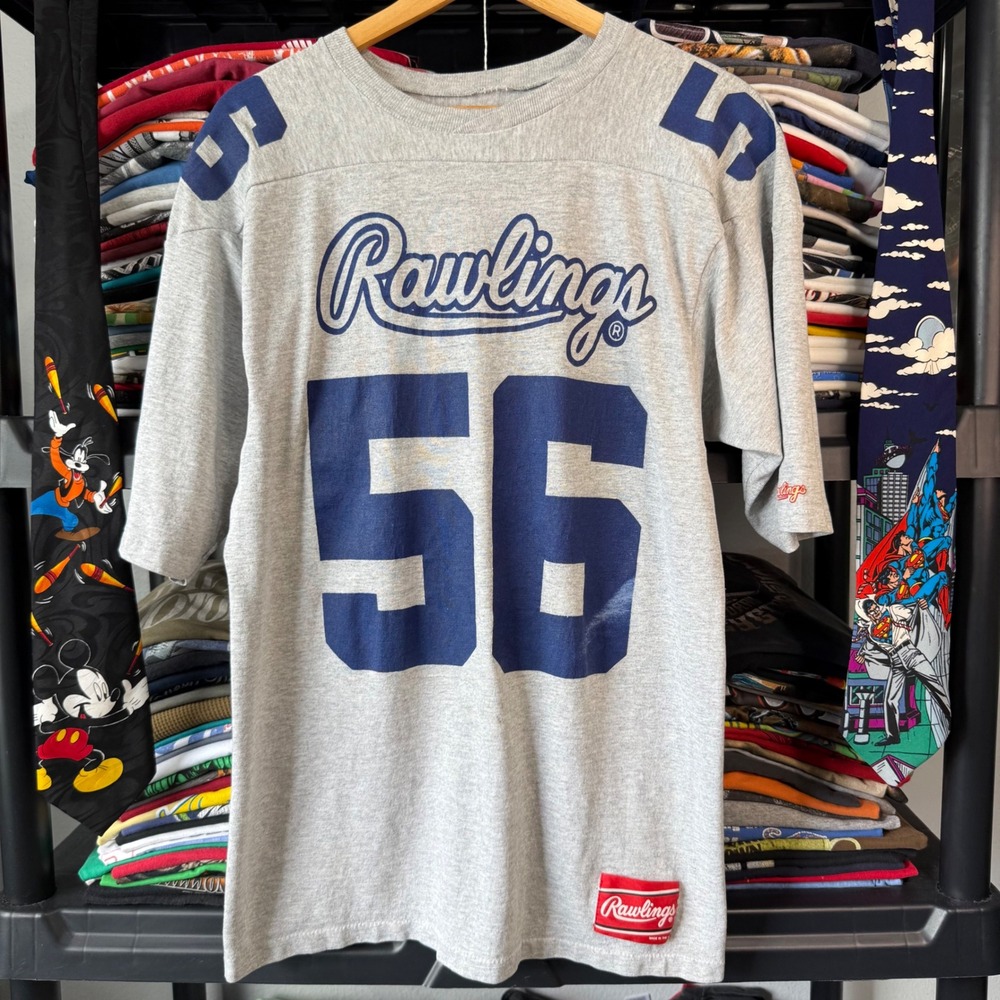 Vintage Gray Rawlings 56 Football Jersey Graphic Tee Large